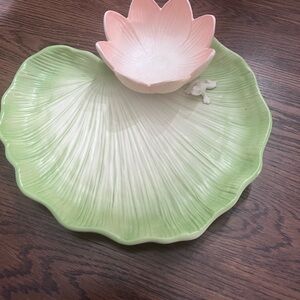 Fitz & Floyd Lilly pad chip & dip plate